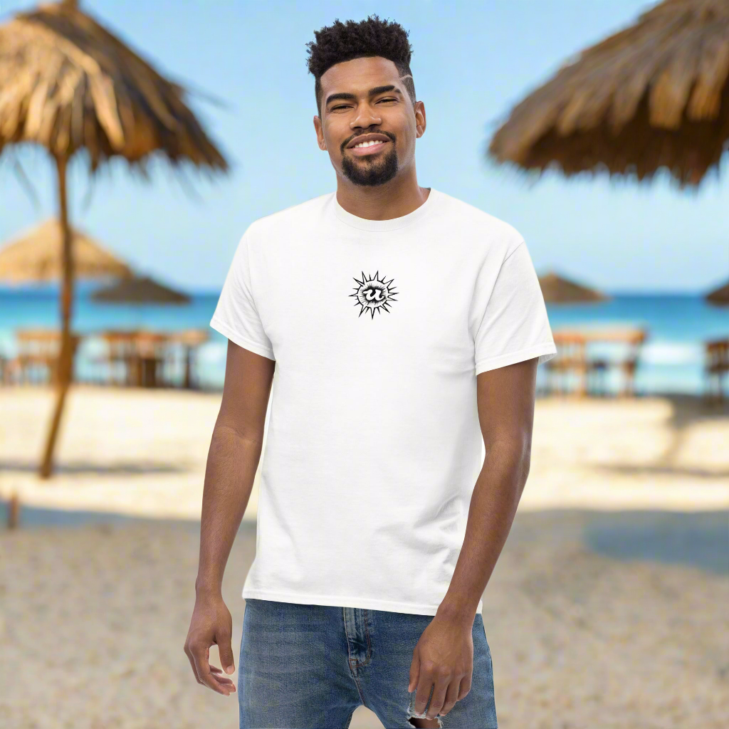 URCHIN Clothes-'U' Original Urchin 1996 Black Logo. Cotton T Shirt. White. Unisex.