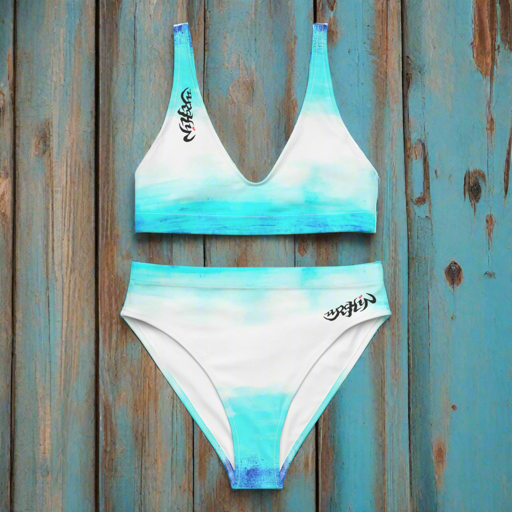 URCHIN Clothes & Swimwear. 'ICE' Recycled high-waisted bikini. Choice of Sizes.