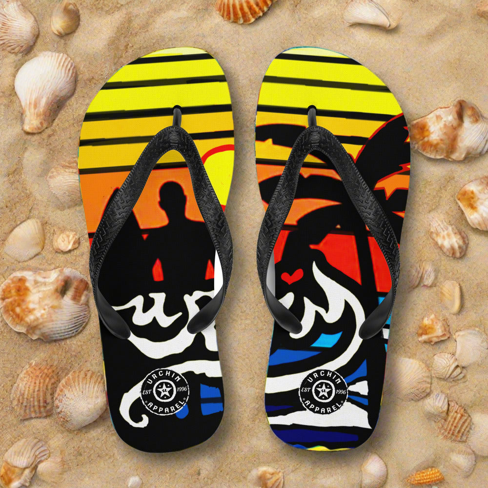 URCHIN Footwear.  'SURFER SUNRISE' Flip-Flops. Choice of 3 Sizes.