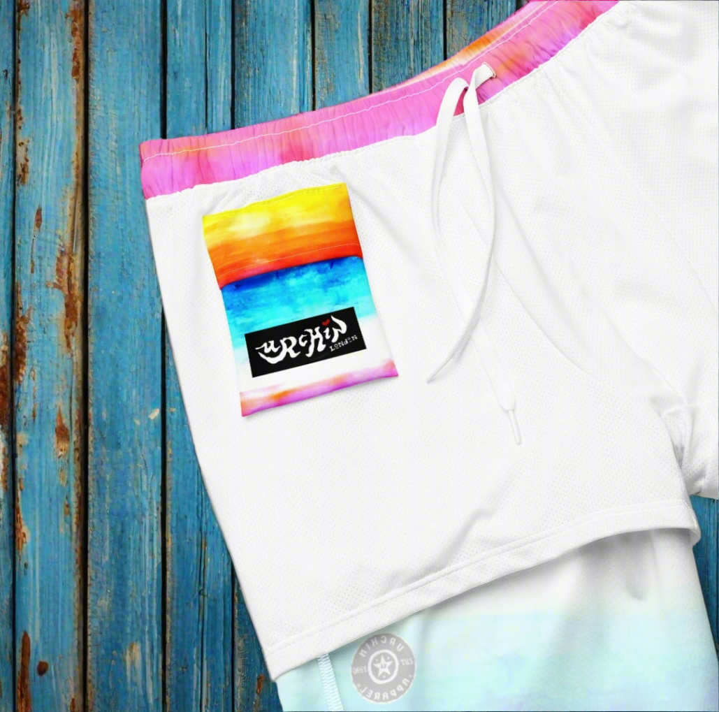 URCHIN Swimwear. 'SUNSET BEACH' Unisex Recycled Swim Trunks. Choice of Sizes.
