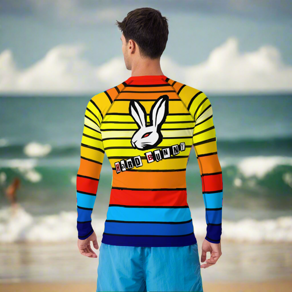 URCHIN Mens Swimwear. 'SUNRISE' 'HARD BUNNY' Logo Rash. Choice of Sizes.