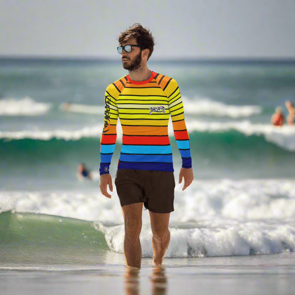 URCHIN Men's Swimwear. 'SUNRISE' Rash Guard. Choice of Sizes.