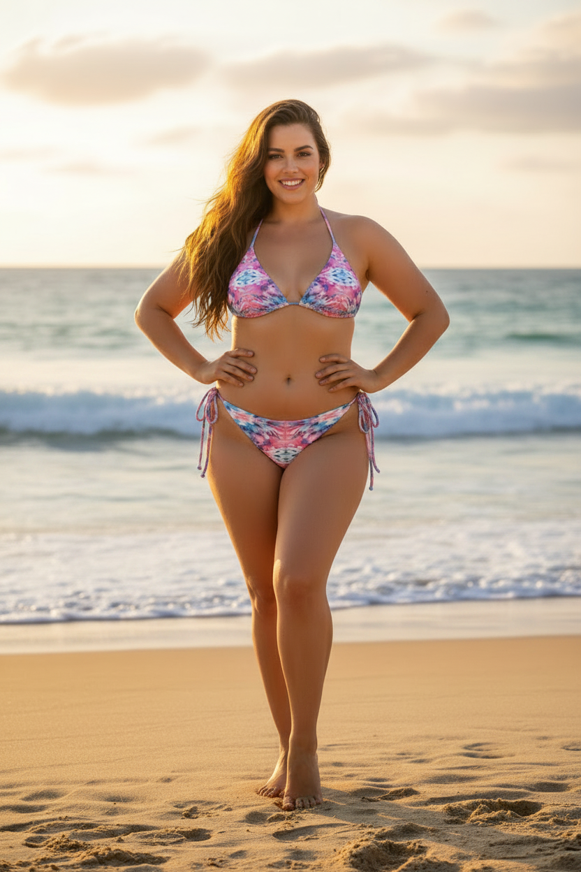 URCHIN-'CORAL SEA' Pink and Blue Tie Dye. Recycled String Tie Bikini Set.