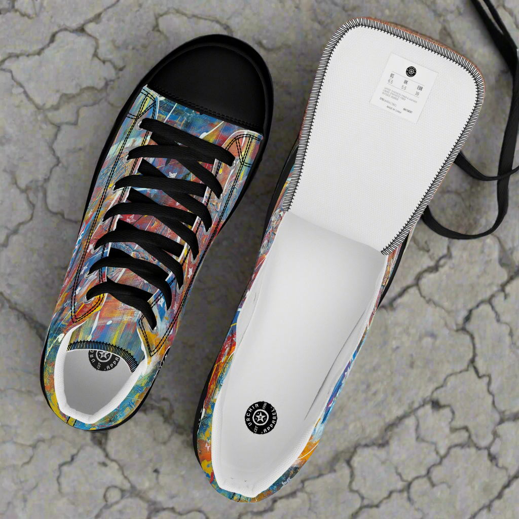 URCHIN Footwear 'FLAGS'. Mens High Tops. Black or White Detailing Option. Choice of Sizes.