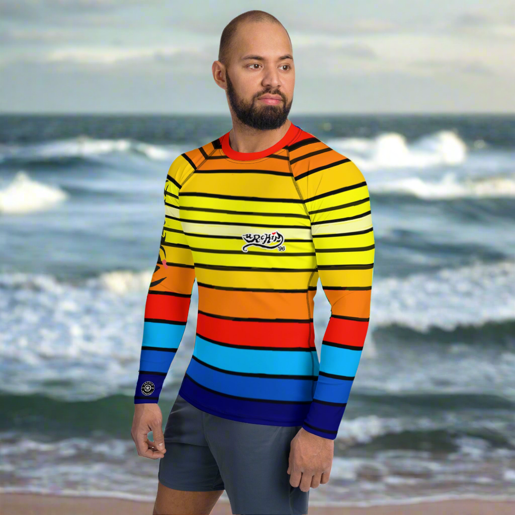 URCHIN Men's Swimwear. 'SUNRISE' Rash Guard. Choice of Sizes.