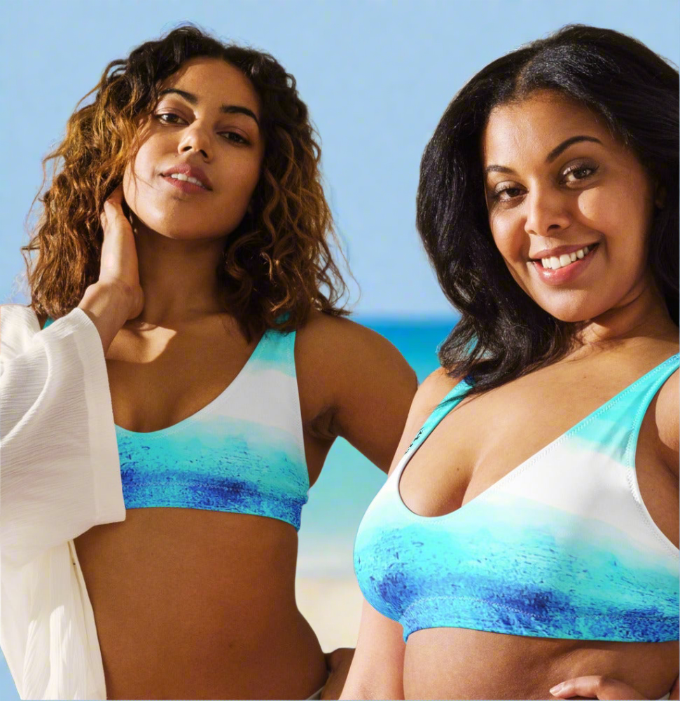 URCHIN Clothes & Swimwear. 'BLUE DREAM' Recycled padded bikini top. Choice of Sizes.