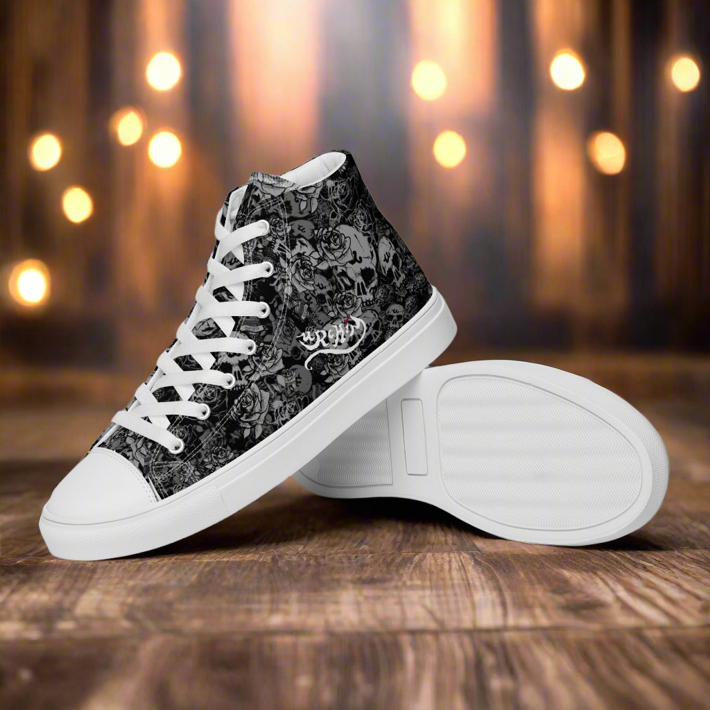 URCHIN 'U Skull Storm'. Black. Mens lace-up Hi Top Sneaker. Choice of Sizes.
