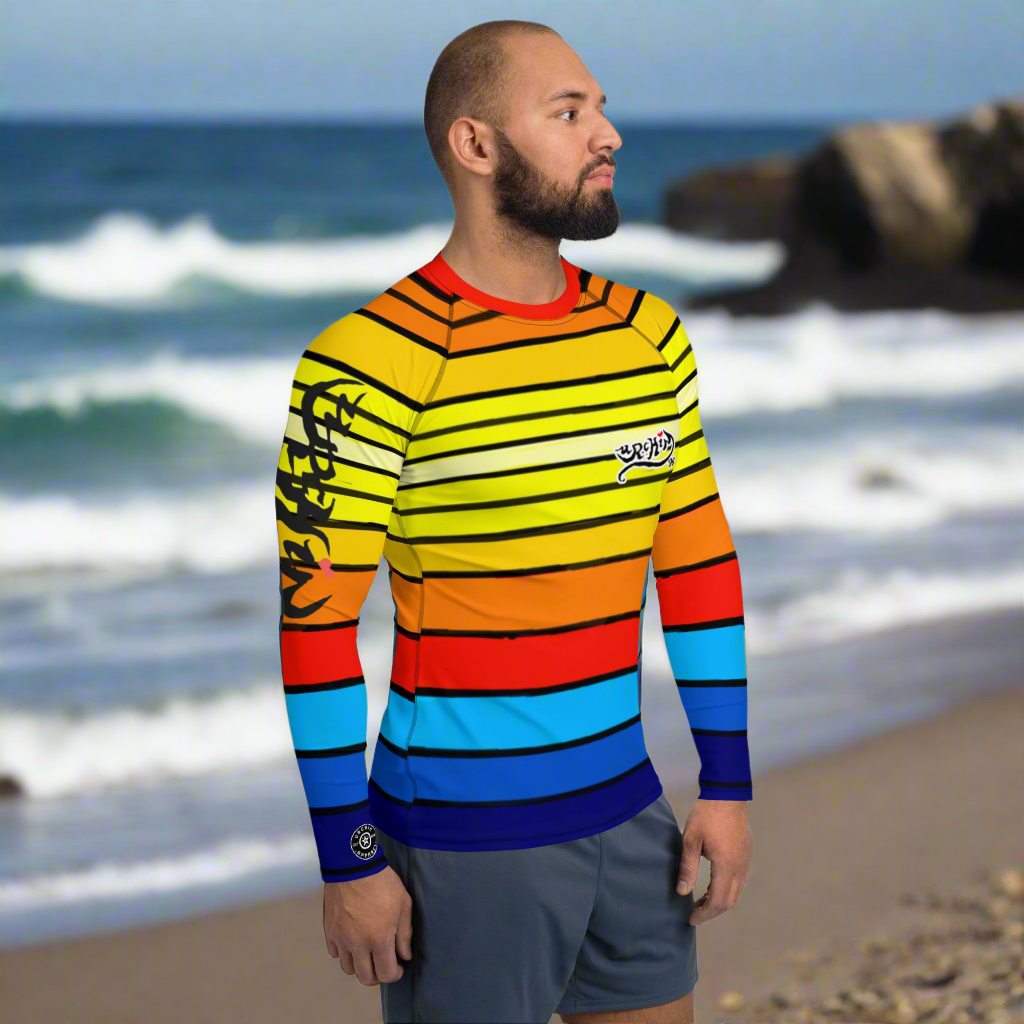 URCHIN Men's Swimwear. 'SUNRISE' Rash Guard. Choice of Sizes.