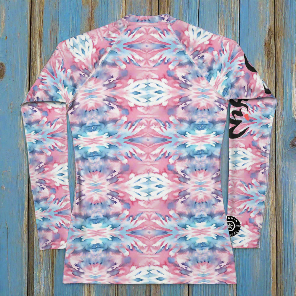 URCHIN Clothes & Swimwear. 'CORAL SEA' Pink and Blue Tie Dye. Womens Rash Guard. Choice of Sizes.