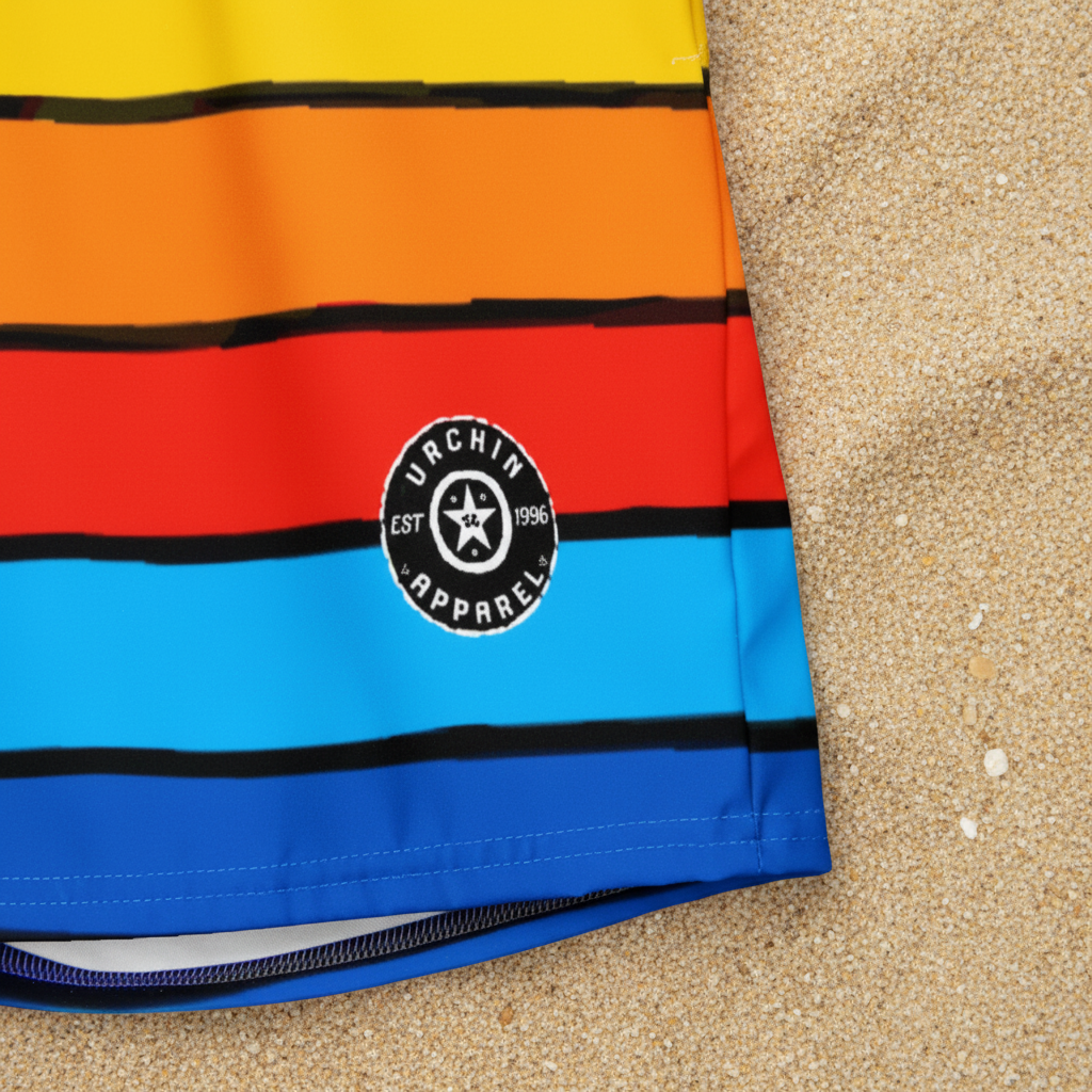 URCHIN 'SURF SUNRISE' Unisex Recycled Swim Board Shorts.
