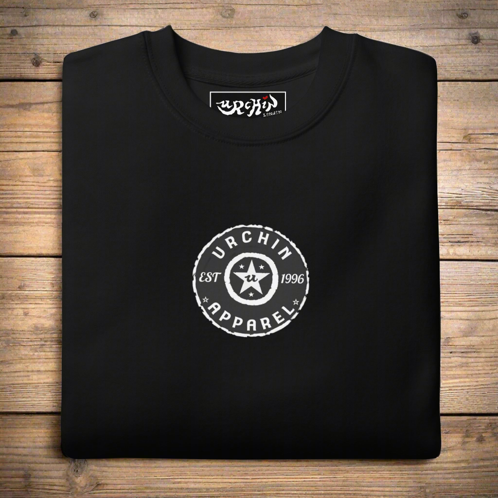 URCHIN Clothes - 'Urchin Apparel U Star' B &W Logo. Choice of Dark Colours. Unisex Premium Sweatshirt