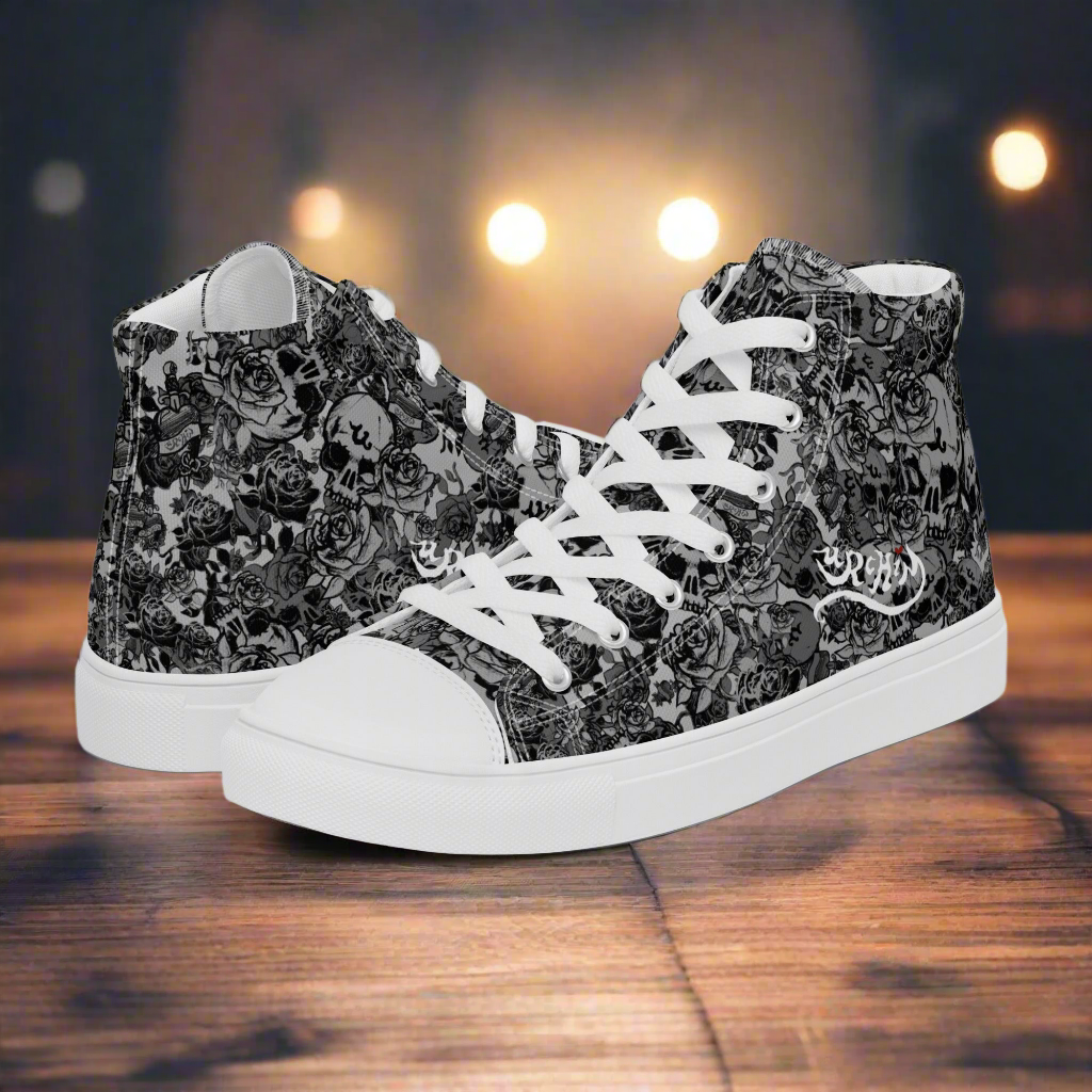 URCHIN 'U Skull Storm' 'Metal' (Grey). Mens Lace Up Hi Top Sneaker. Choice of Sizes