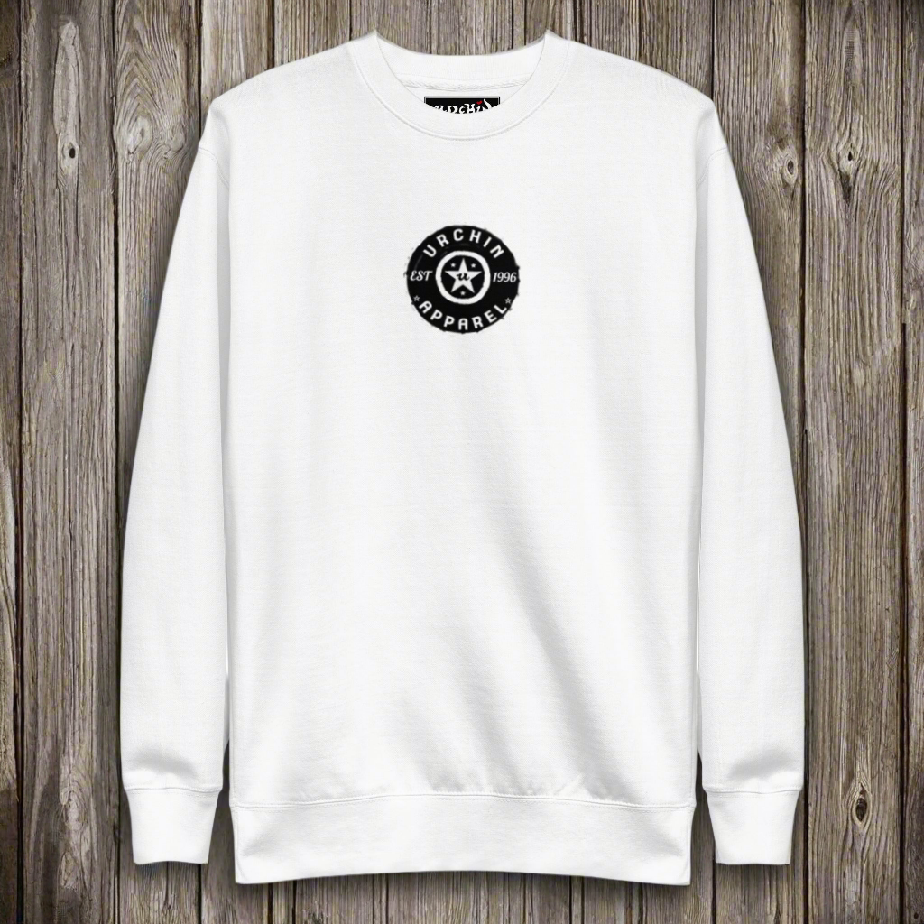 URCHIN Clothes - 'Urchin Apparel U Star' B & W Logo. Choice of Light Colours. Unisex Premium Sweatshirt