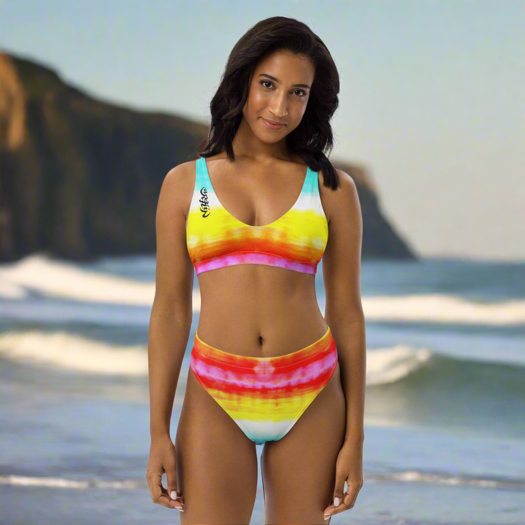 URCHIN Clothes & Swimwear. 'SUNRISE BEACH' Recycled high-waisted bikini. Choice of Sizes.