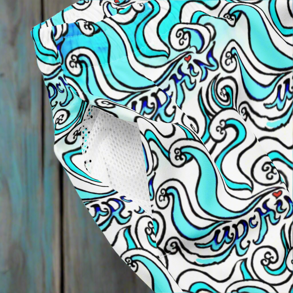 URCHIN 'U WAVES' Unisex Recycled Swim Board Shorts.
