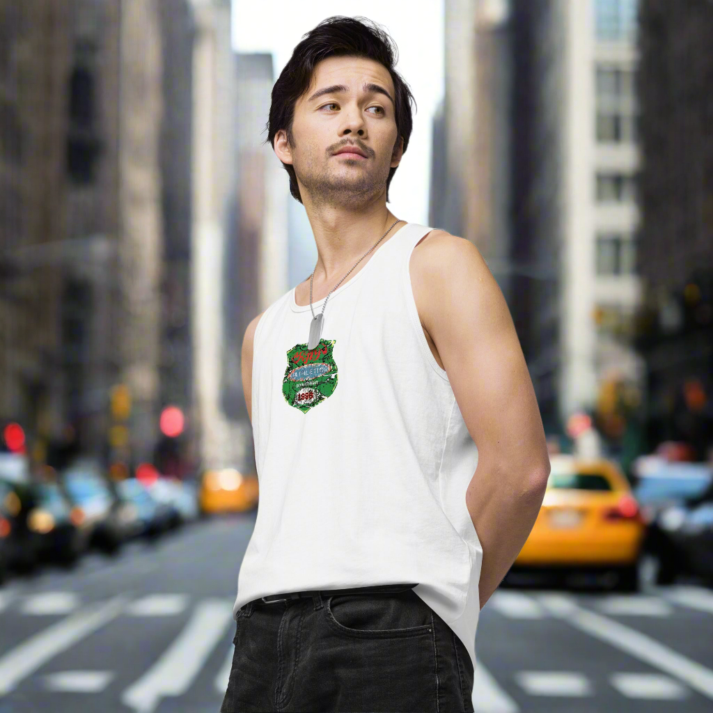 URCHIN Sports Mens Tank Top. 'Urchin Athletic Department Badge Logo 1996' Colour. Cotton. Range of Colours.
