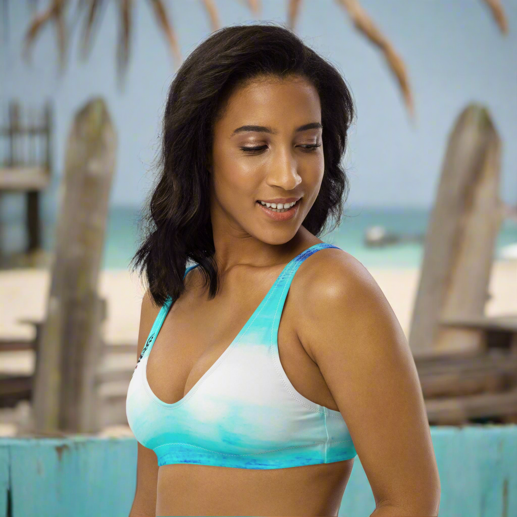 URCHIN Clothes & Swimwear. 'ICE' Recycled padded bikini top. Choice of Sizes.