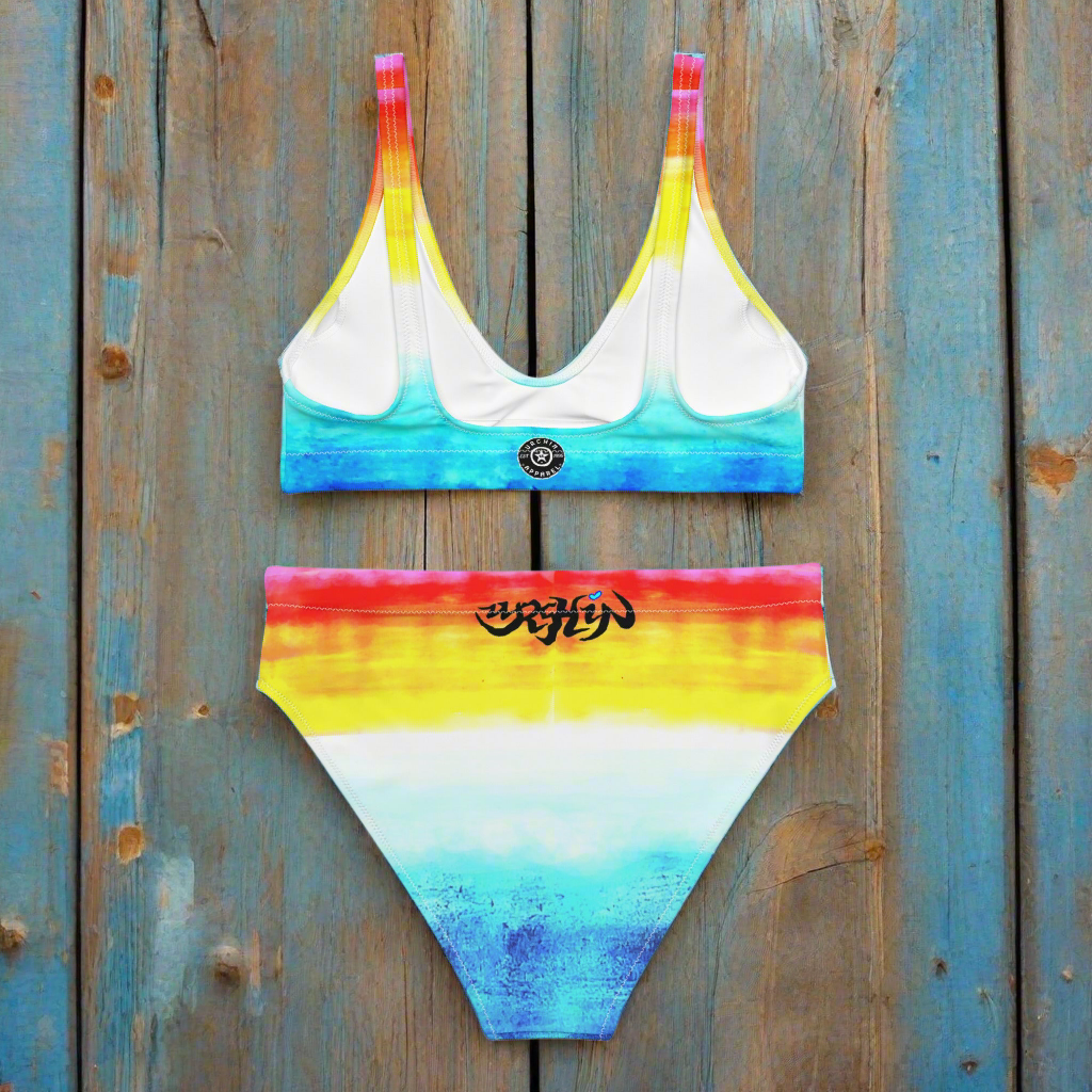URCHIN Clothes & Swimwear. 'SUNSET BEACH' Recycled high-waisted bikini. Choice of Sizes.
