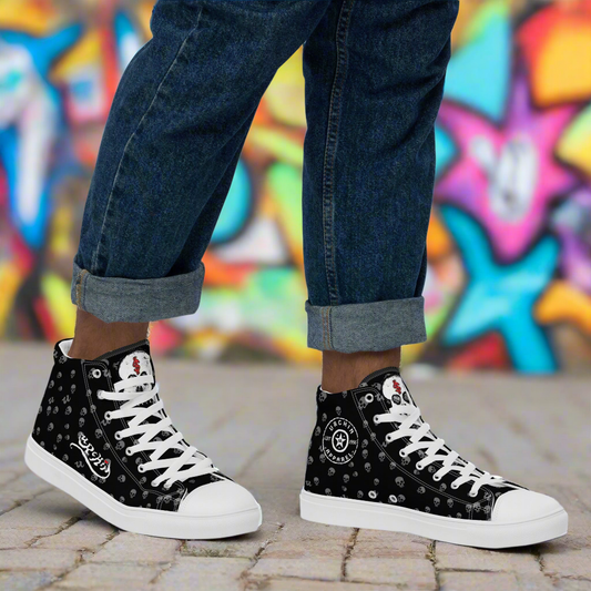URCHIN Footwear 'SKULL STORM'. Mens high tops. Black or White Detailing Option. Choice of Sizes.