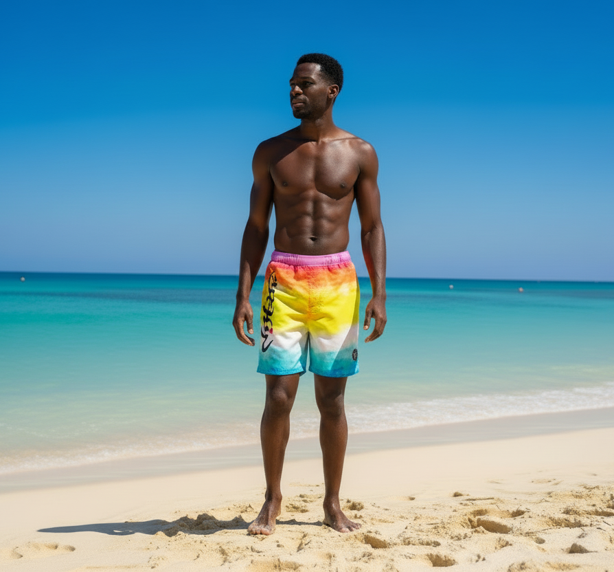 URCHIN 'SUNSET BEACH' Unisex Recycled Swim Board Shorts.