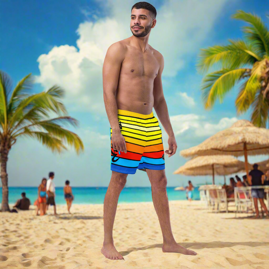 URCHIN Men's Swimwear. 'SUNRISE' Unisex Recycled Swim Board Shorts. Choice of Sizes.