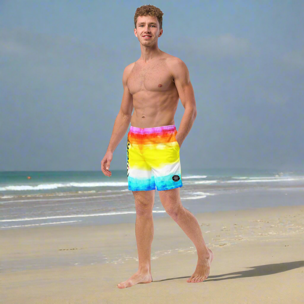 URCHIN Swimwear. 'SUNSET BEACH' Unisex Recycled Swim Trunks. Choice of Sizes.