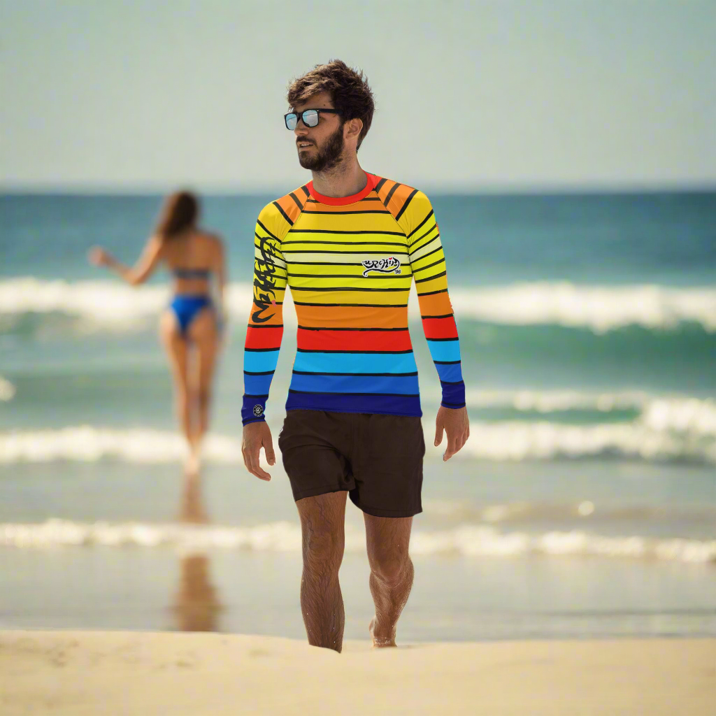 URCHIN Mens Swimwear. 'SUNRISE' 'HARD BUNNY' Logo Rash. Choice of Sizes.