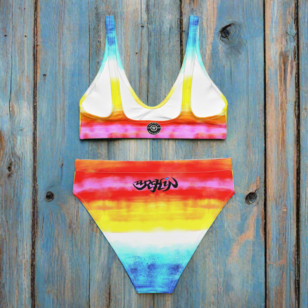 URCHIN Clothes & Swimwear. 'SUNRISE BEACH' Recycled high-waisted bikini. Choice of Sizes.