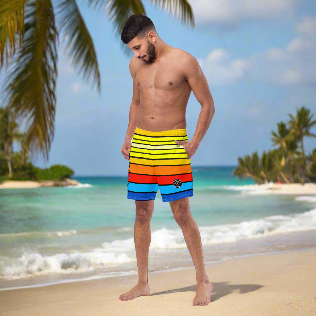 URCHIN Men's Swimwear. 'SUNRISE' Unisex Recycled Swim Board Shorts. Choice of Sizes.