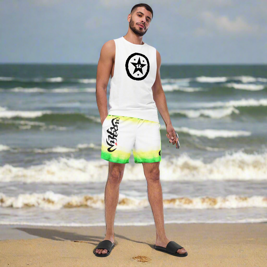 URCHIN Men's Swimwear 'WILD ISLAND' Recycled Swim Trunks. Choice of Sizes.