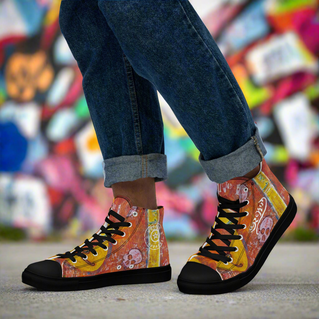 URCHIN Footwear 'NO 1 UNIQUE'. Mens high tops. Black or White Detailing Option. Choice of Sizes.