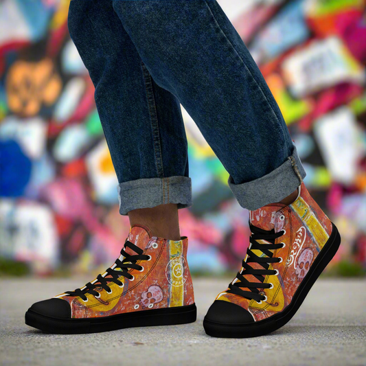 URCHIN Footwear 'NO 1 UNIQUE'. Mens high tops. Black or White Detailing Option. Choice of Sizes.