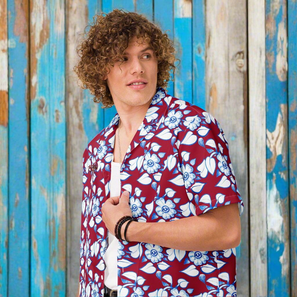 URCHIN 'U LILY' 'Grape( dark red) Unisex button shirt. Multiple Sizes.