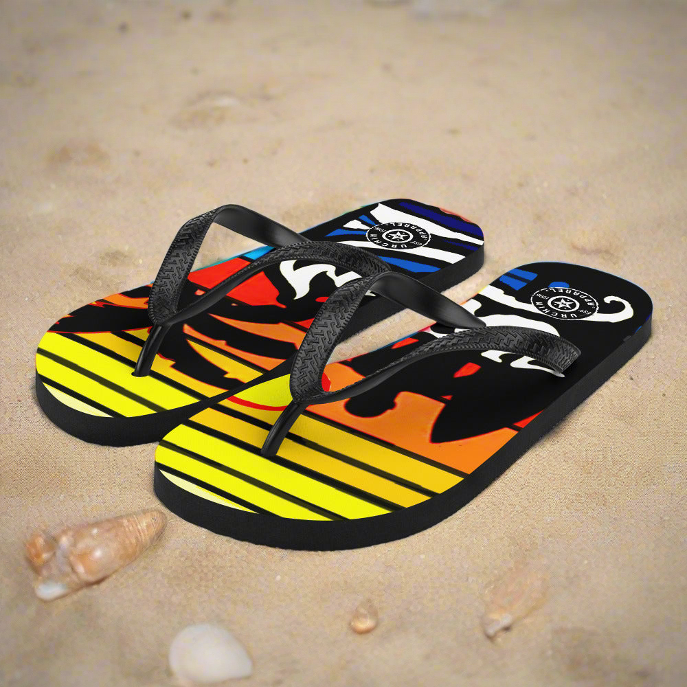 URCHIN Footwear.  'SURFER SUNRISE' Flip-Flops. Choice of 3 Sizes.
