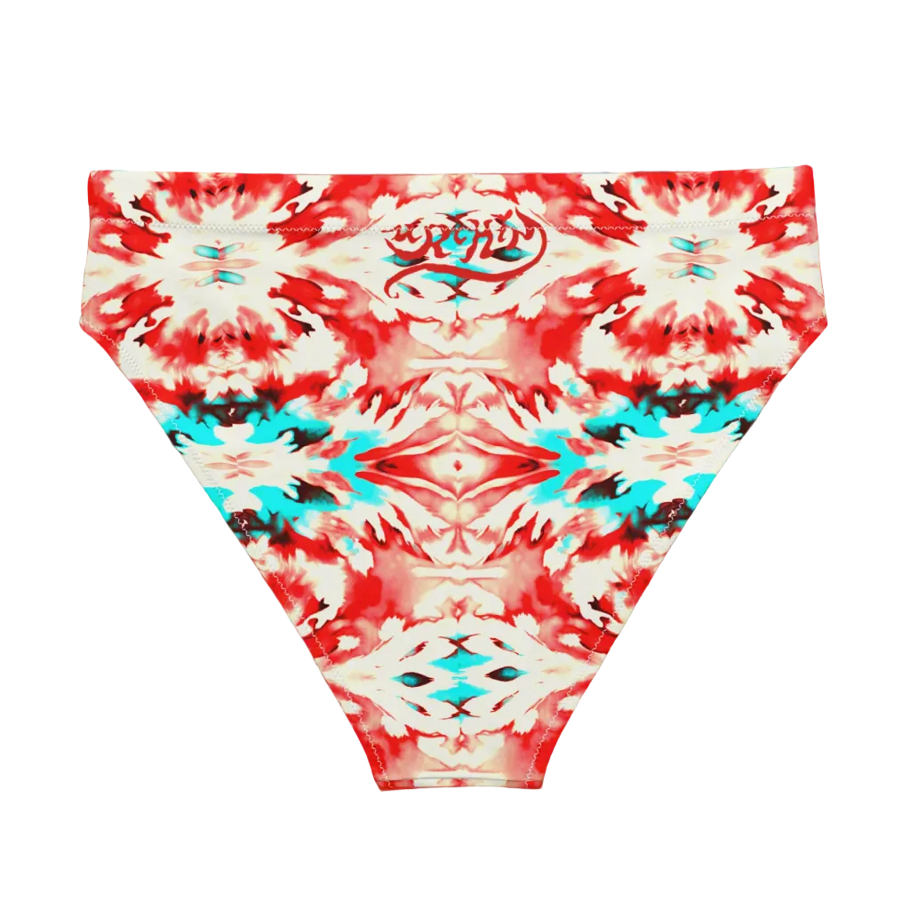 URCHIN-'CORAL SEA' Red and Blue Tie Dye. Recycled High Waisted Bikini bottom. Choice of Sizes.