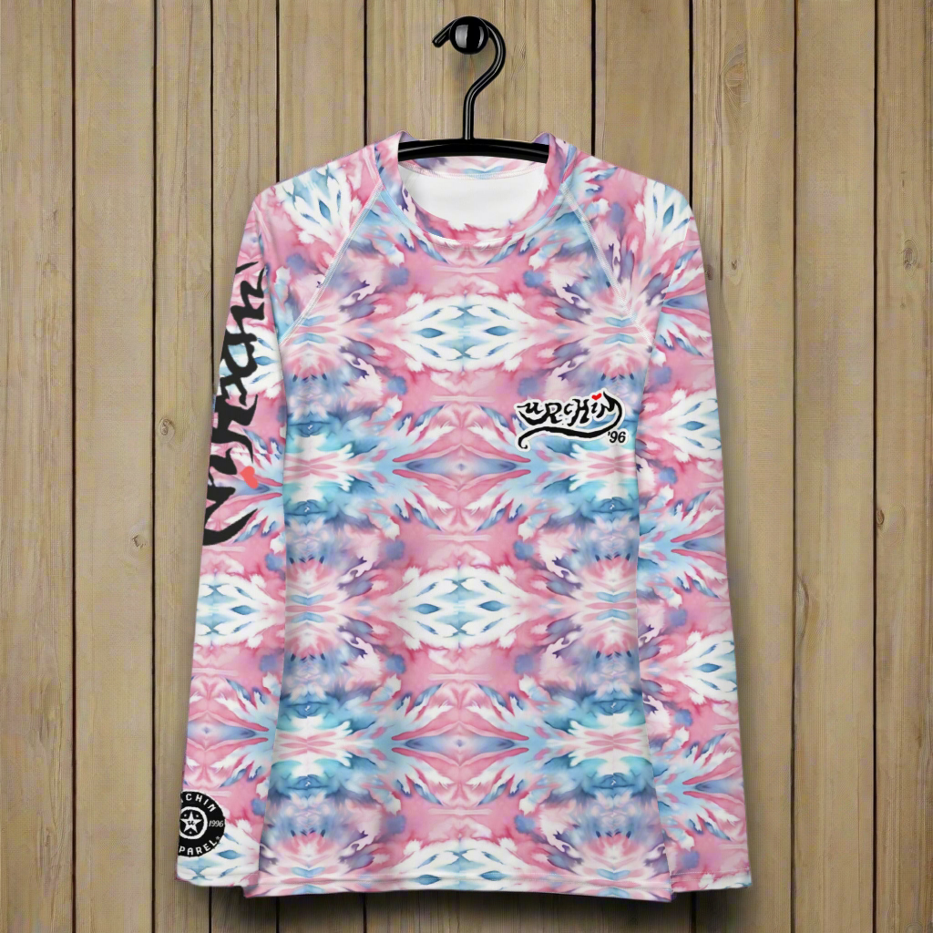 URCHIN Clothes & Swimwear. 'CORAL SEA' Pink and Blue Tie Dye. Womens Rash Guard. Choice of Sizes.