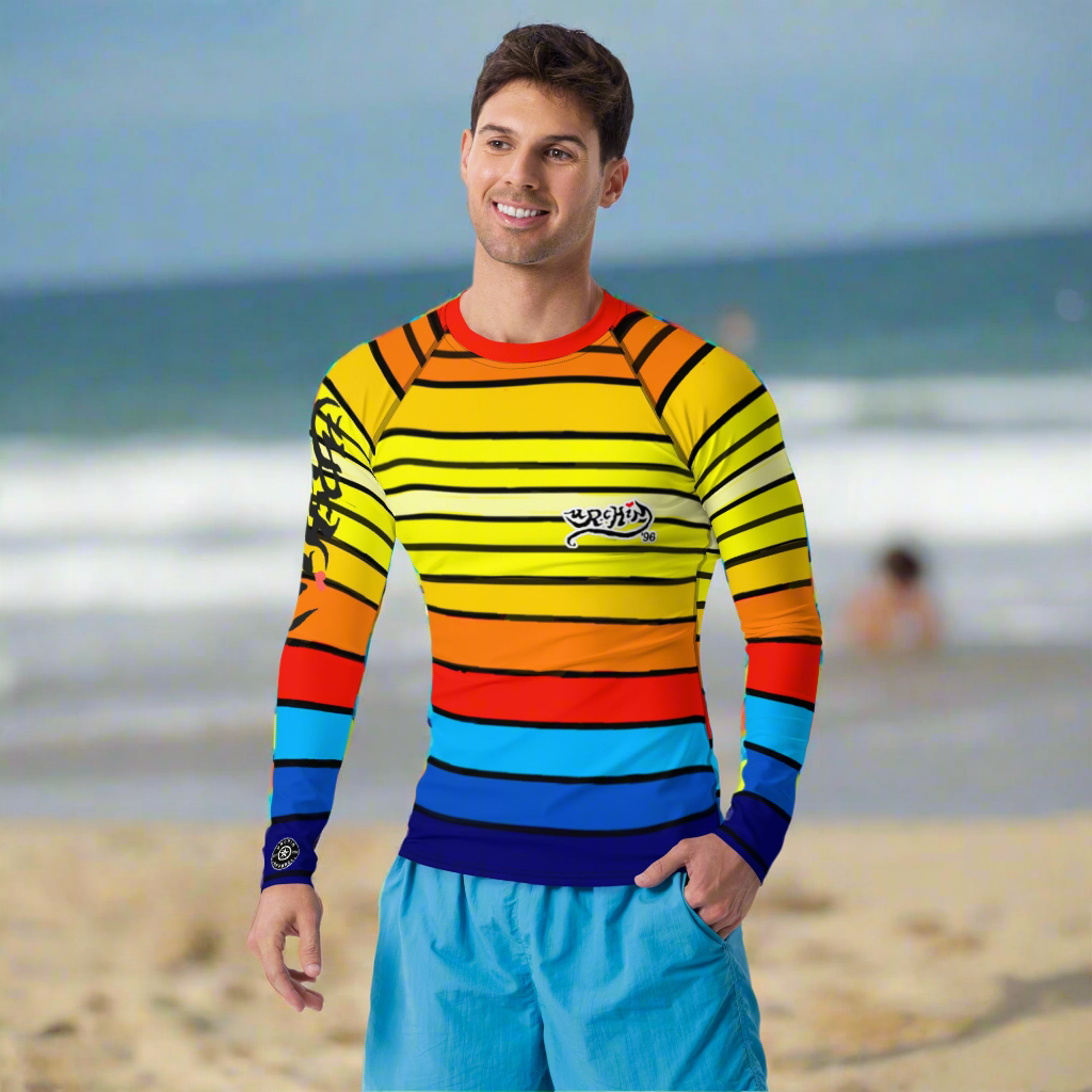 URCHIN Men's Swimwear. 'SUNRISE' Rash Guard. Choice of Sizes.