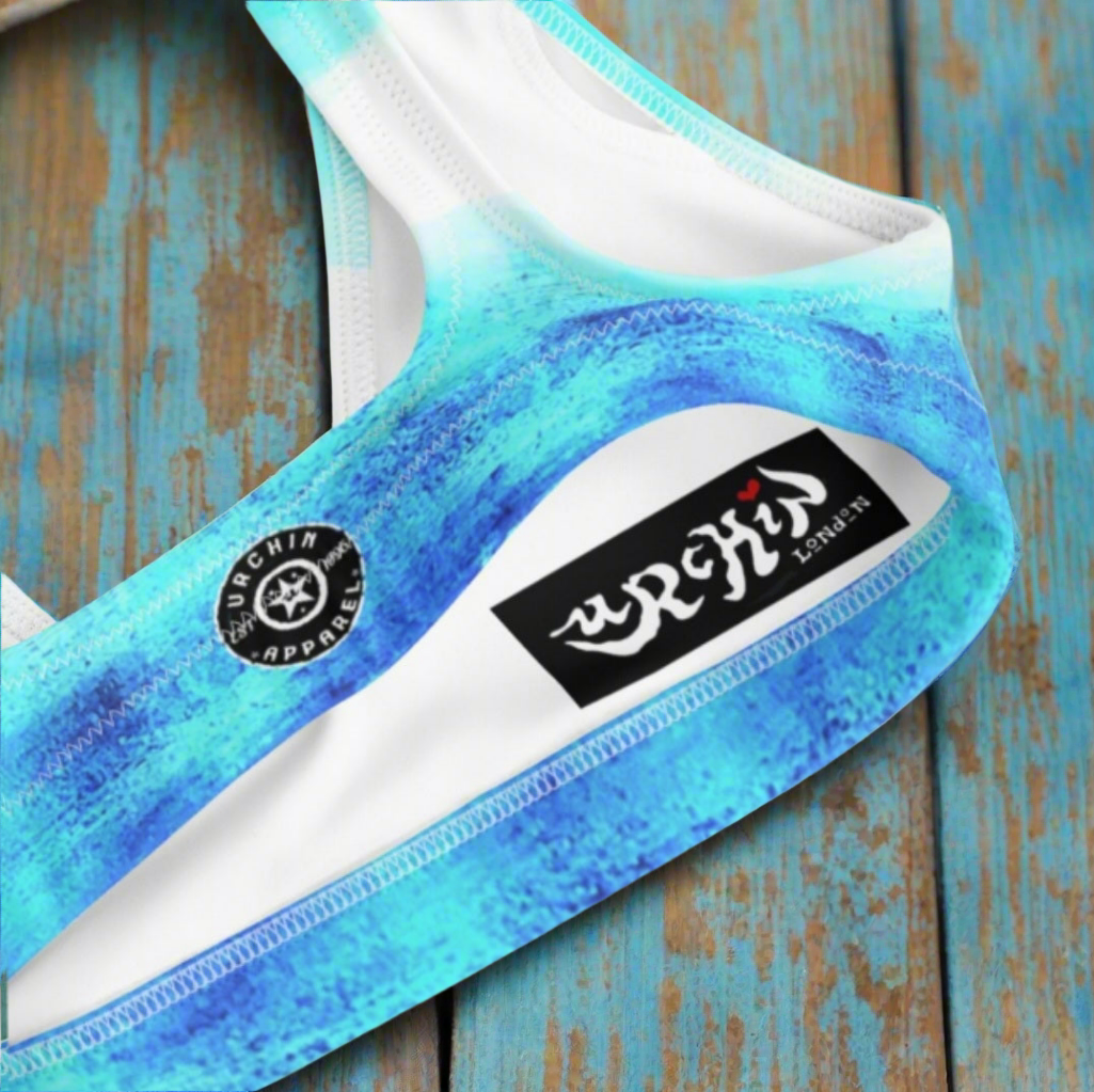 URCHIN Clothes & Swimwear. 'BLUE DREAM' Recycled high-waisted bikini. Choice of Sizes.