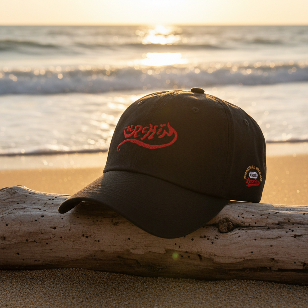 URCHIN- 'URCHIN' Wave. Embroidered Red Logo. Baseball Cap. Unisex. Choice of colours.