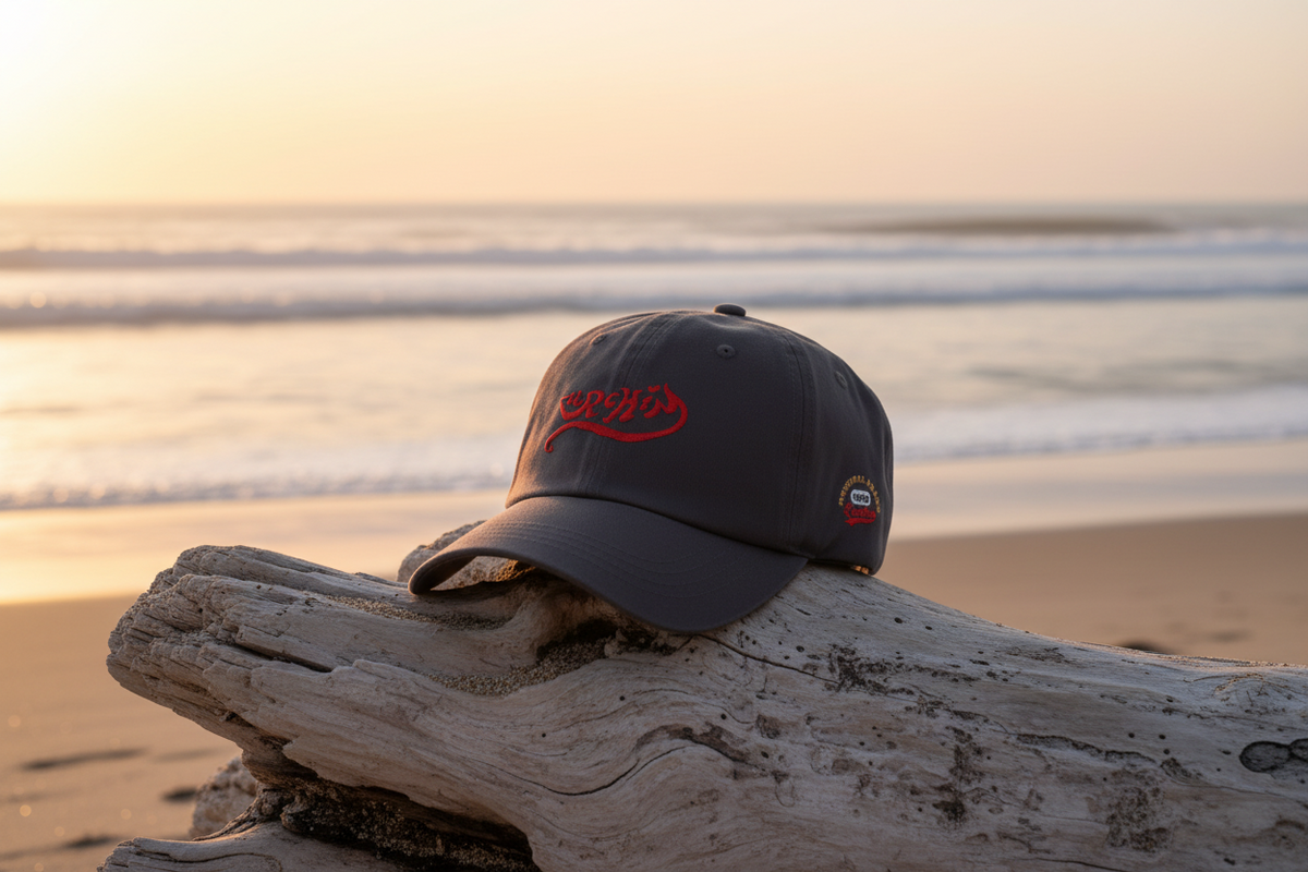 URCHIN- 'URCHIN' Wave. Embroidered Red Logo. Baseball Cap. Unisex. Choice of colours.