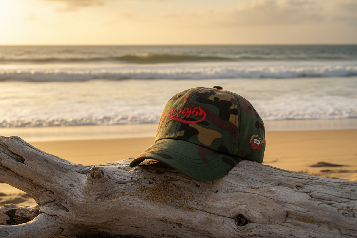 URCHIN- 'URCHIN' Wave. Embroidered Red Logo. Baseball Cap. Unisex. Choice of colours.