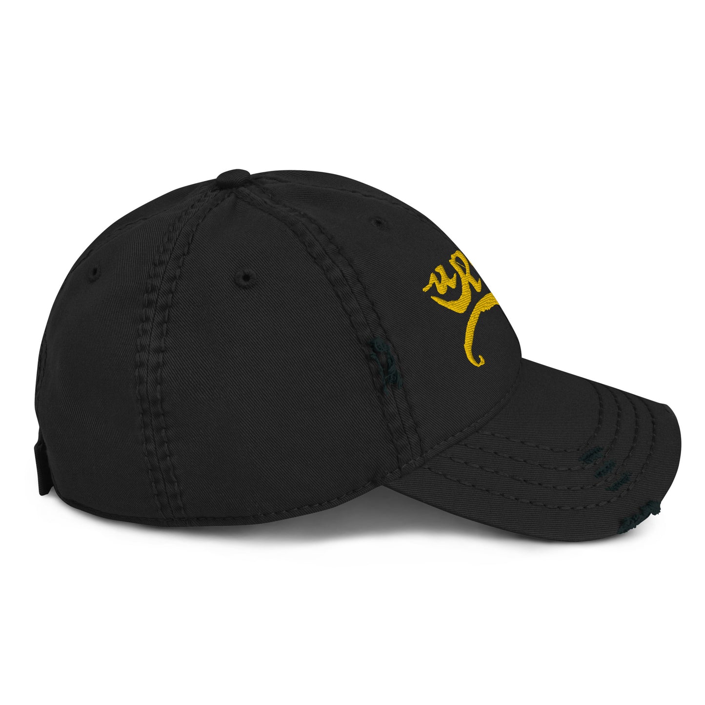 URCHIN Headwear 'Urchin 96' Logo- Baseball Cap. Gold Logo. Lightly Distressed. Embroidered front and side Design. Choice of Colours.