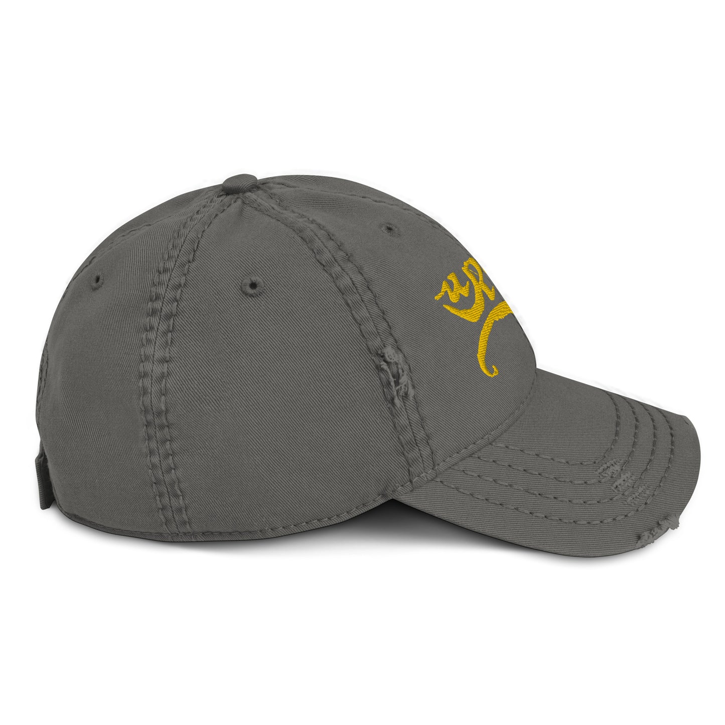 URCHIN Headwear 'Urchin 96' Logo- Baseball Cap. Gold Logo. Lightly Distressed. Embroidered front and side Design. Choice of Colours.