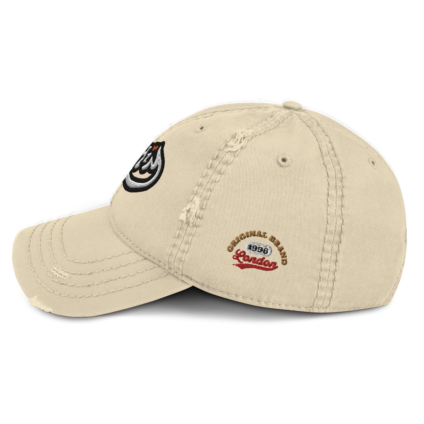 URCHIN Hats 'Urchin' Logo. Baseball Cap. White on Black Logo. Lightly Distressed. Embroidered front and side Design. Choice of Colours. Unisex.