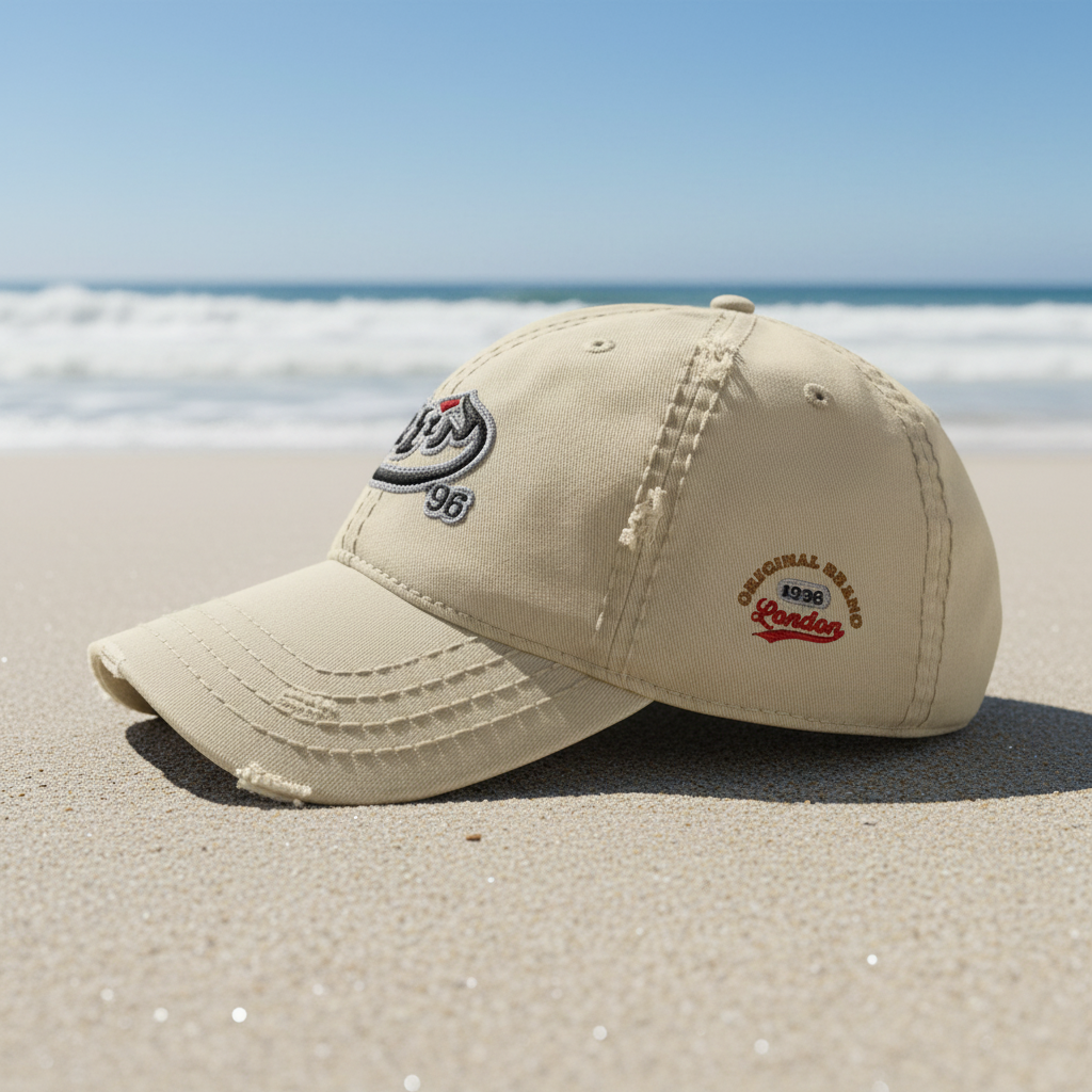 URCHIN Cap- 'Urchin 96' Black Logo on White. 100% Cotton. Lightly Distressed. Choice of Colours. Unisex.