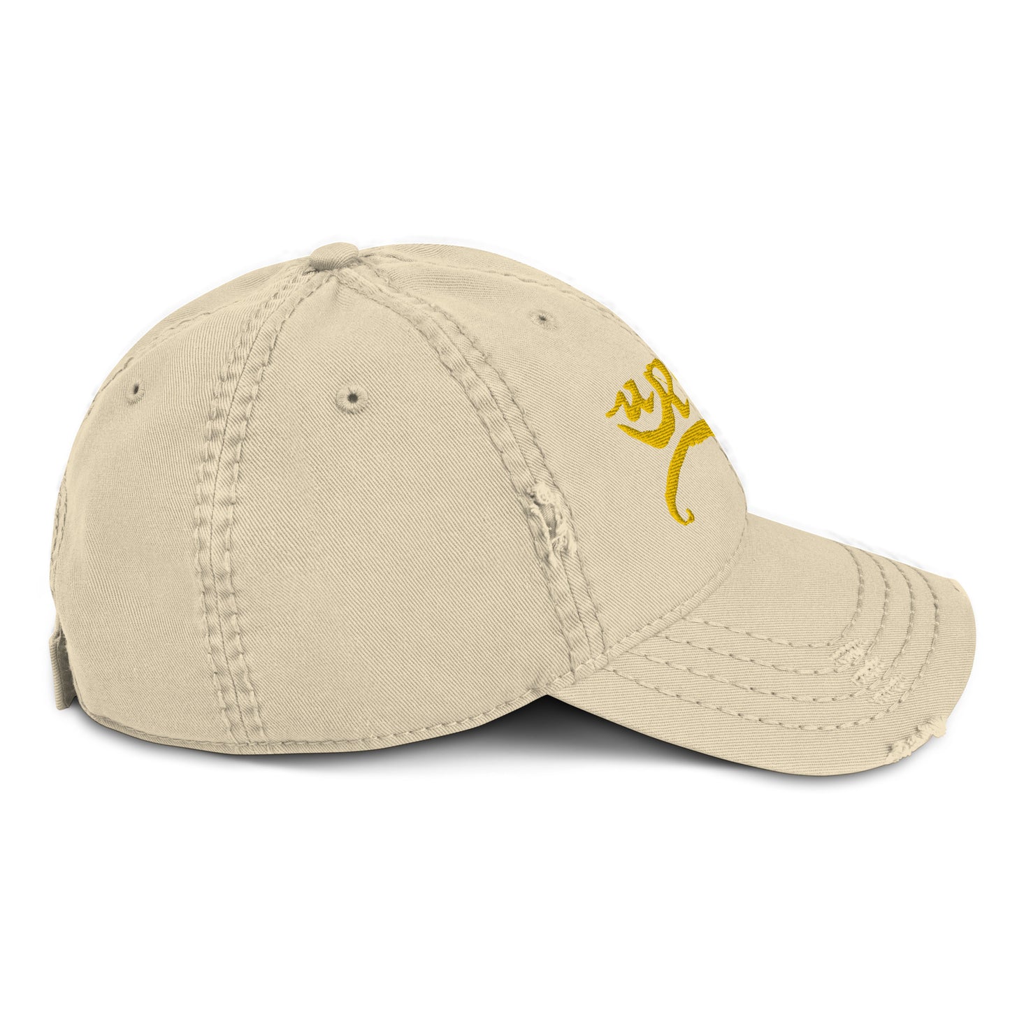 URCHIN Headwear 'Urchin 96' Logo- Baseball Cap. Gold Logo. Lightly Distressed. Embroidered front and side Design. Choice of Colours.