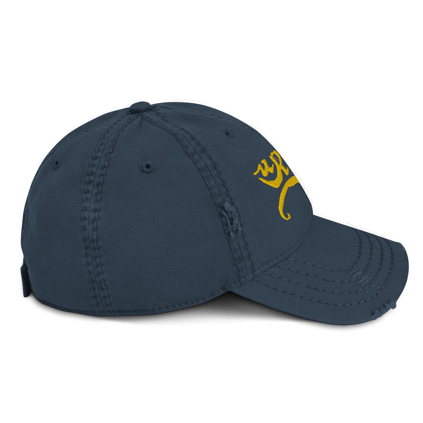 URCHIN Headwear 'Urchin 96' Logo- Baseball Cap. Gold Logo. Lightly Distressed. Embroidered front and side Design. Choice of Colours.
