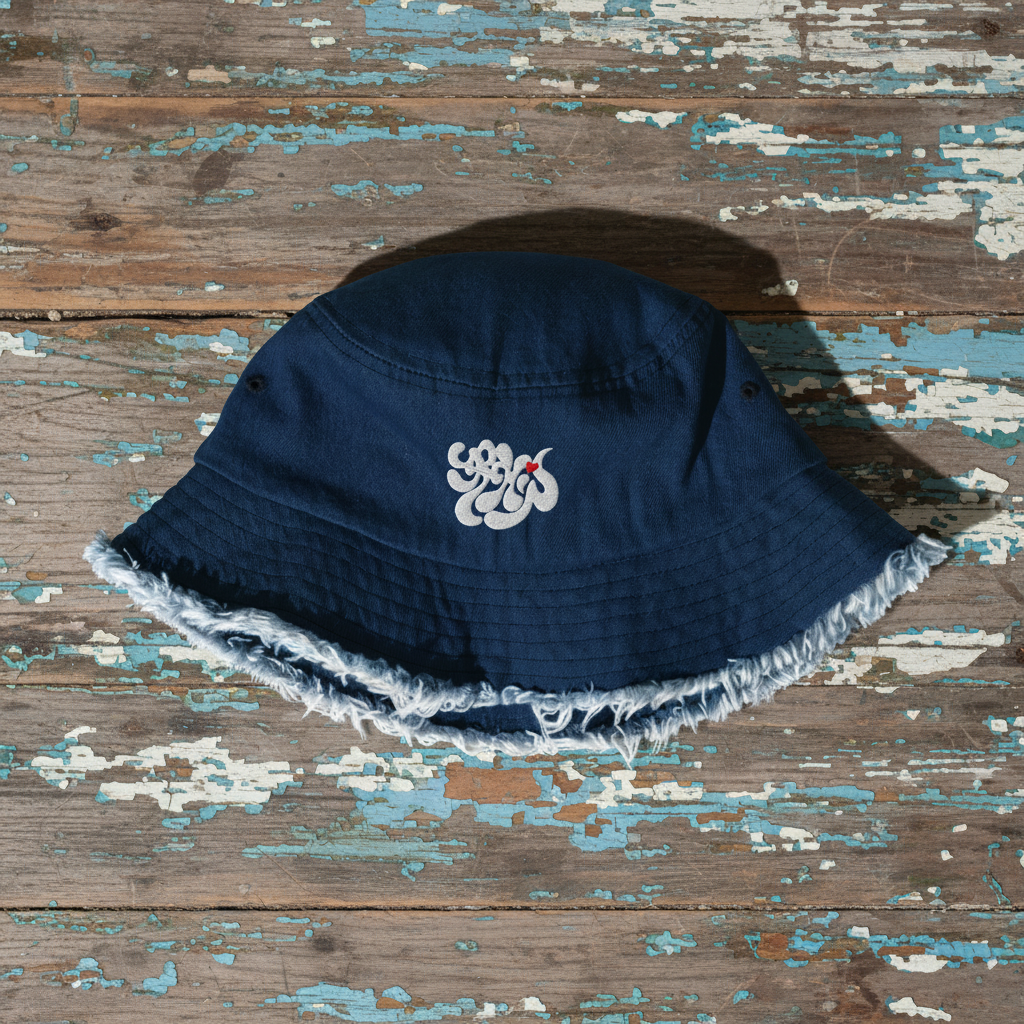 URCHIN- 'SOFT URCHIN' Embroidered logo. Distressed denim bucket hat. 3 Denim Options.
