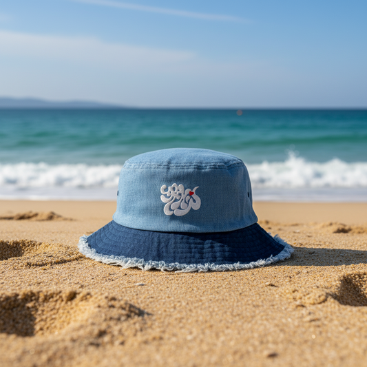 URCHIN- 'SOFT URCHIN' Embroidered logo. Distressed denim bucket hat. 3 Denim Options.