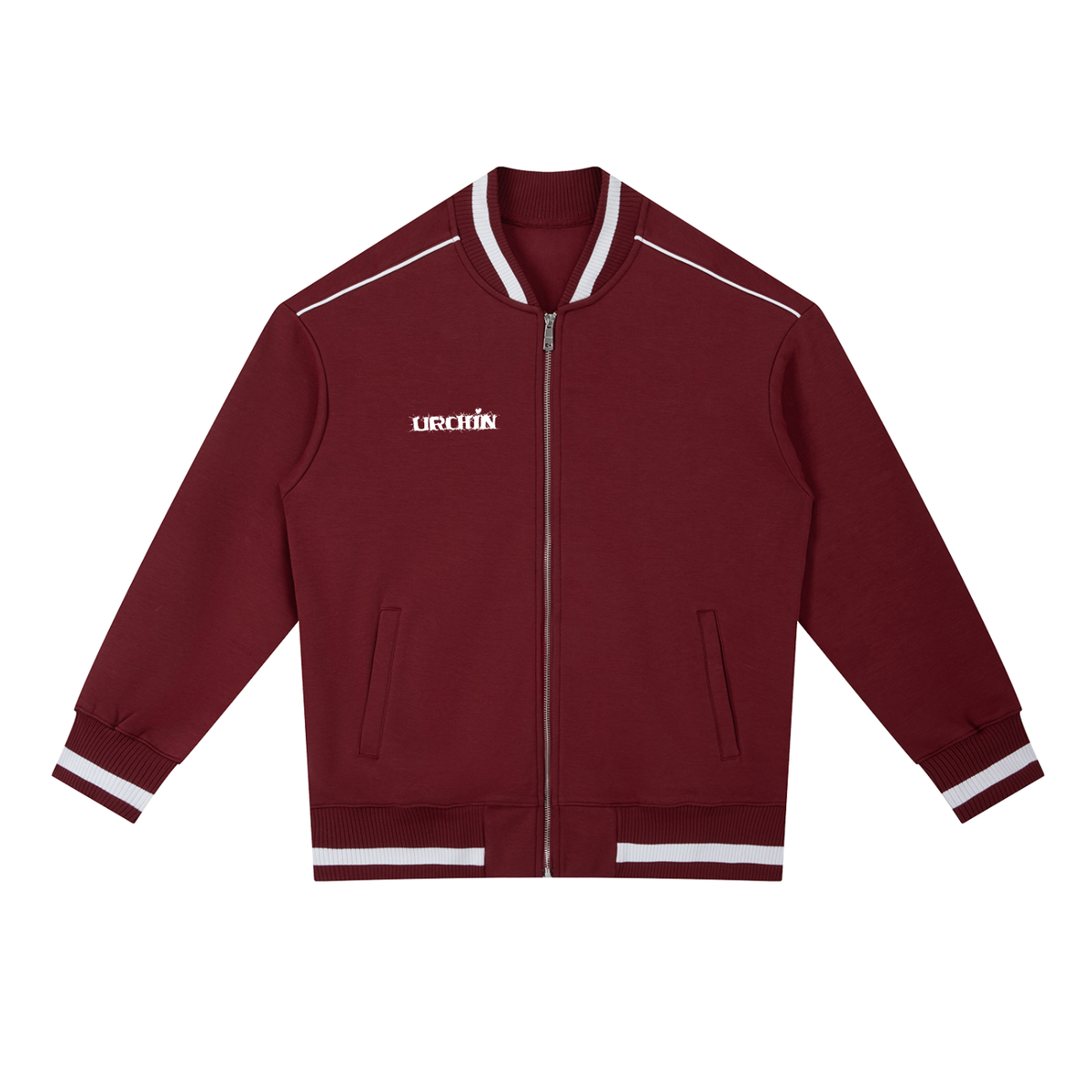 URCHIN Mens Contrast Piping Zip Bomber Jacket